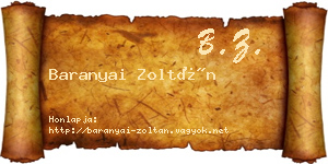 Baranyai Zoltán névjegykártya