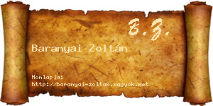Baranyai Zoltán névjegykártya